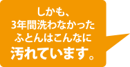 しかも、3年間洗わなかったふとんはこんなに汚れています。